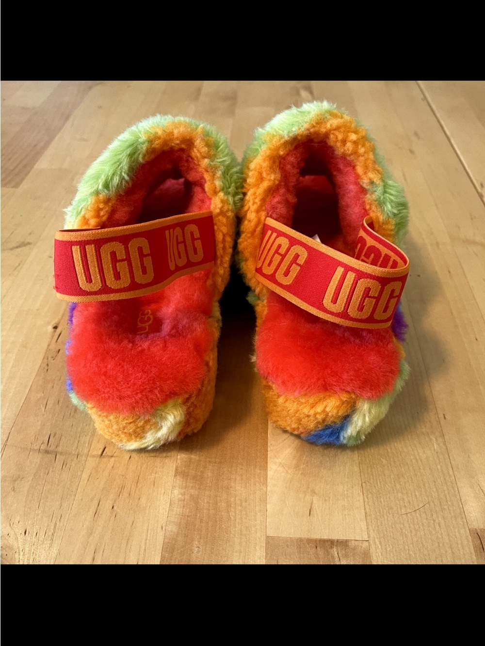 UGG Fluff Yeah Tie-Dye Rainbow Pride Slide Sz 12 - Picture 6 of 15